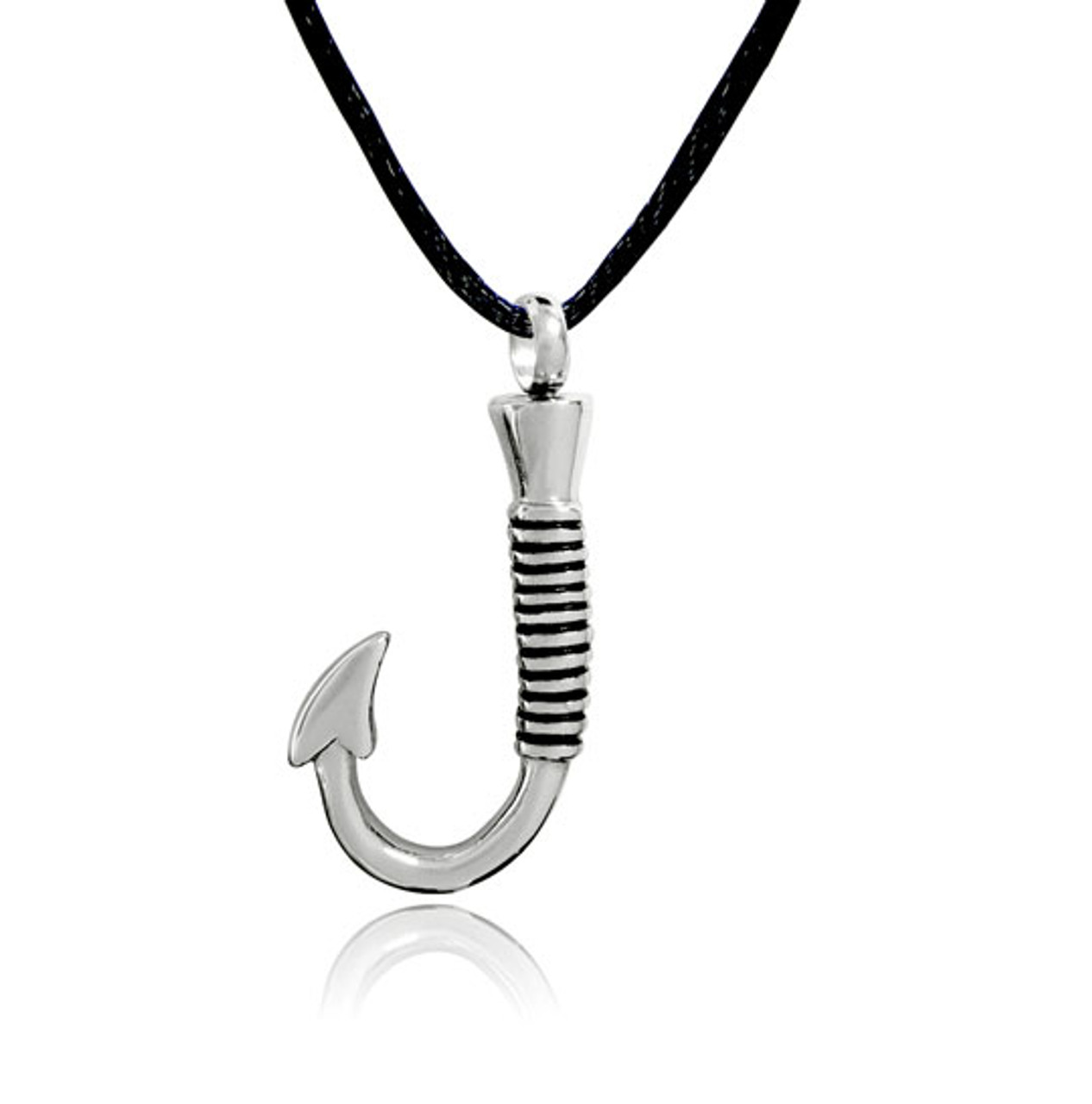 Fishing Hook Stainless Cremation Jewelry Pendant Necklace