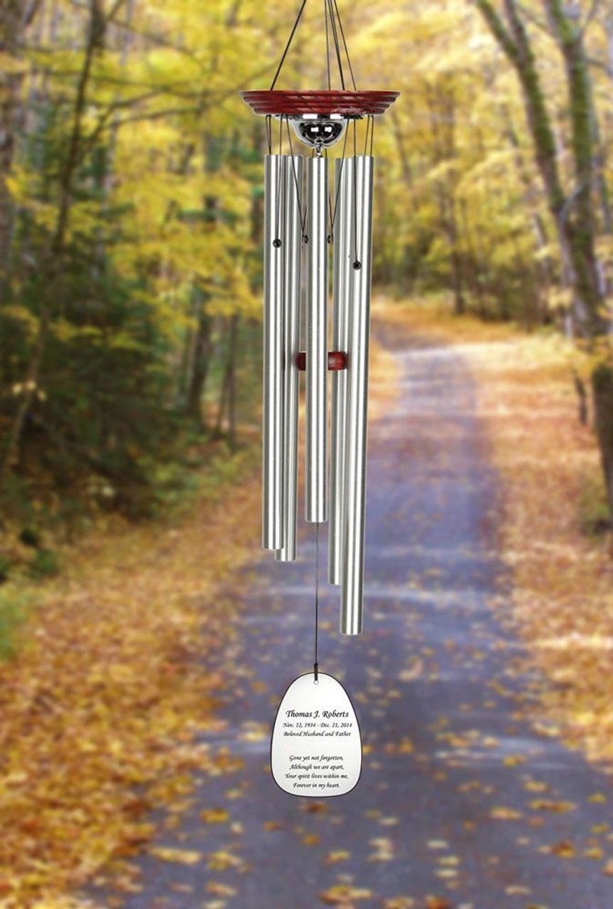  Personalized Gone Fishing in Heaven Sympathy Wind Chime (30  Silver) : Handmade Products
