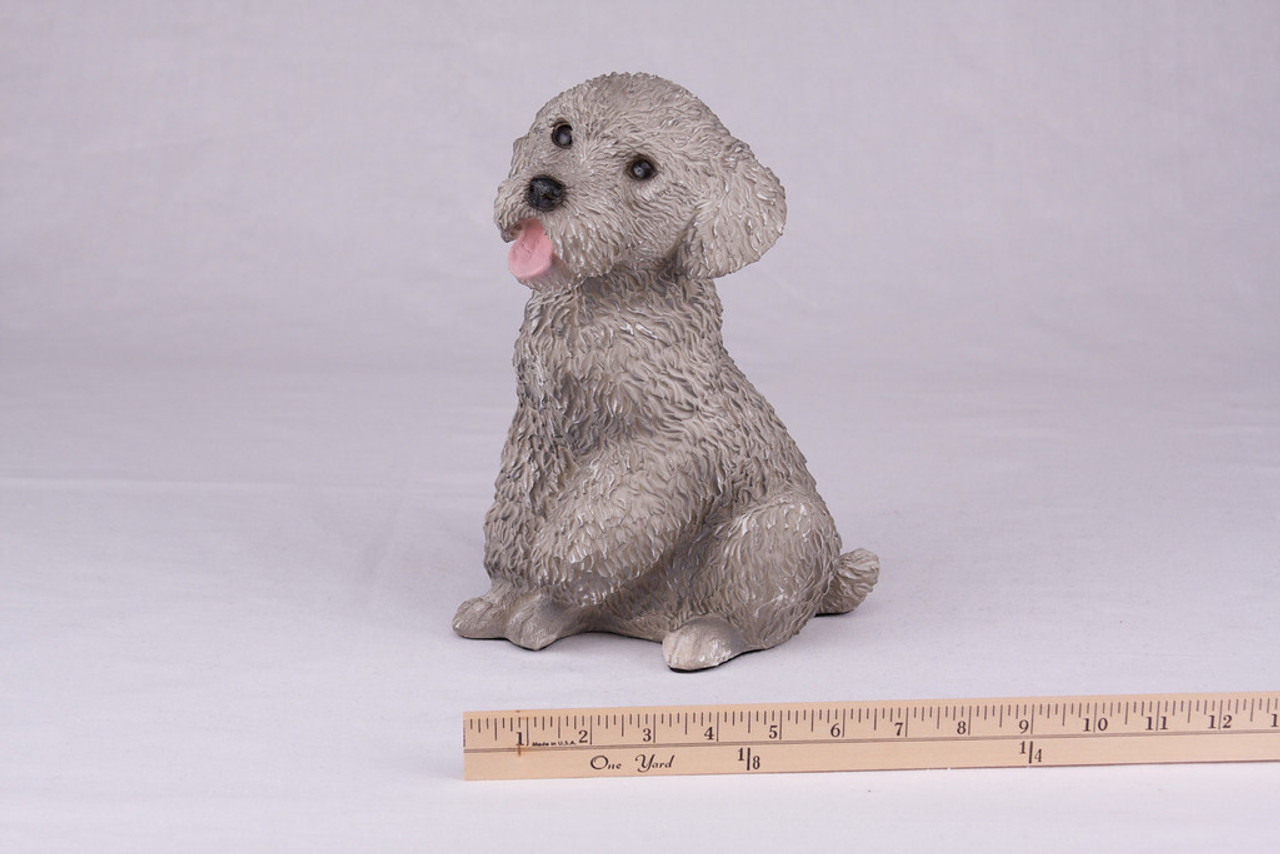 Gray Miniature Poodle Dog Hollow Figurine Pet Cremation Urn - 2762