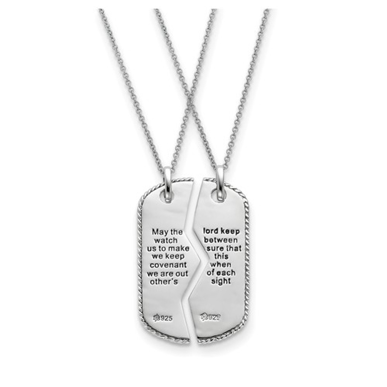 Sterling Silver Engraved Large Double Dog Tags With 