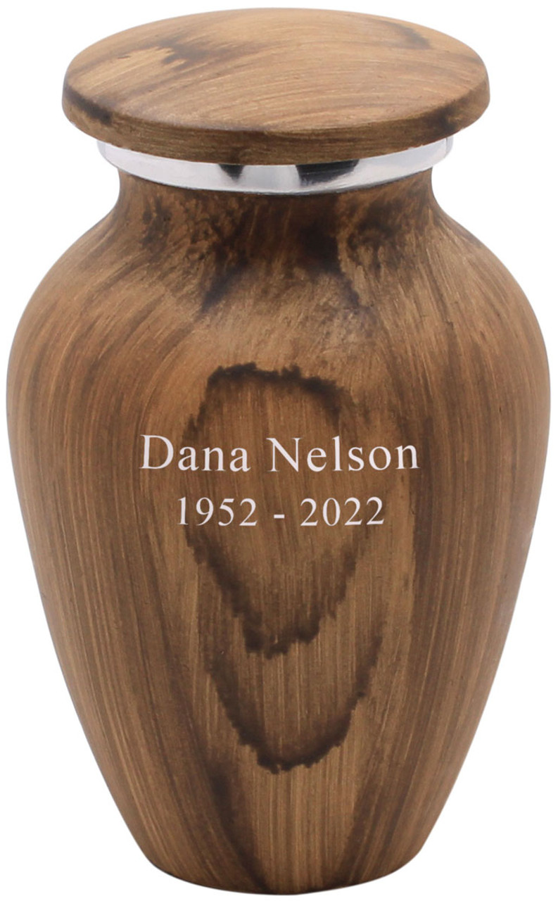 Oak Finish Aluminum Keepsake Cremation Urn