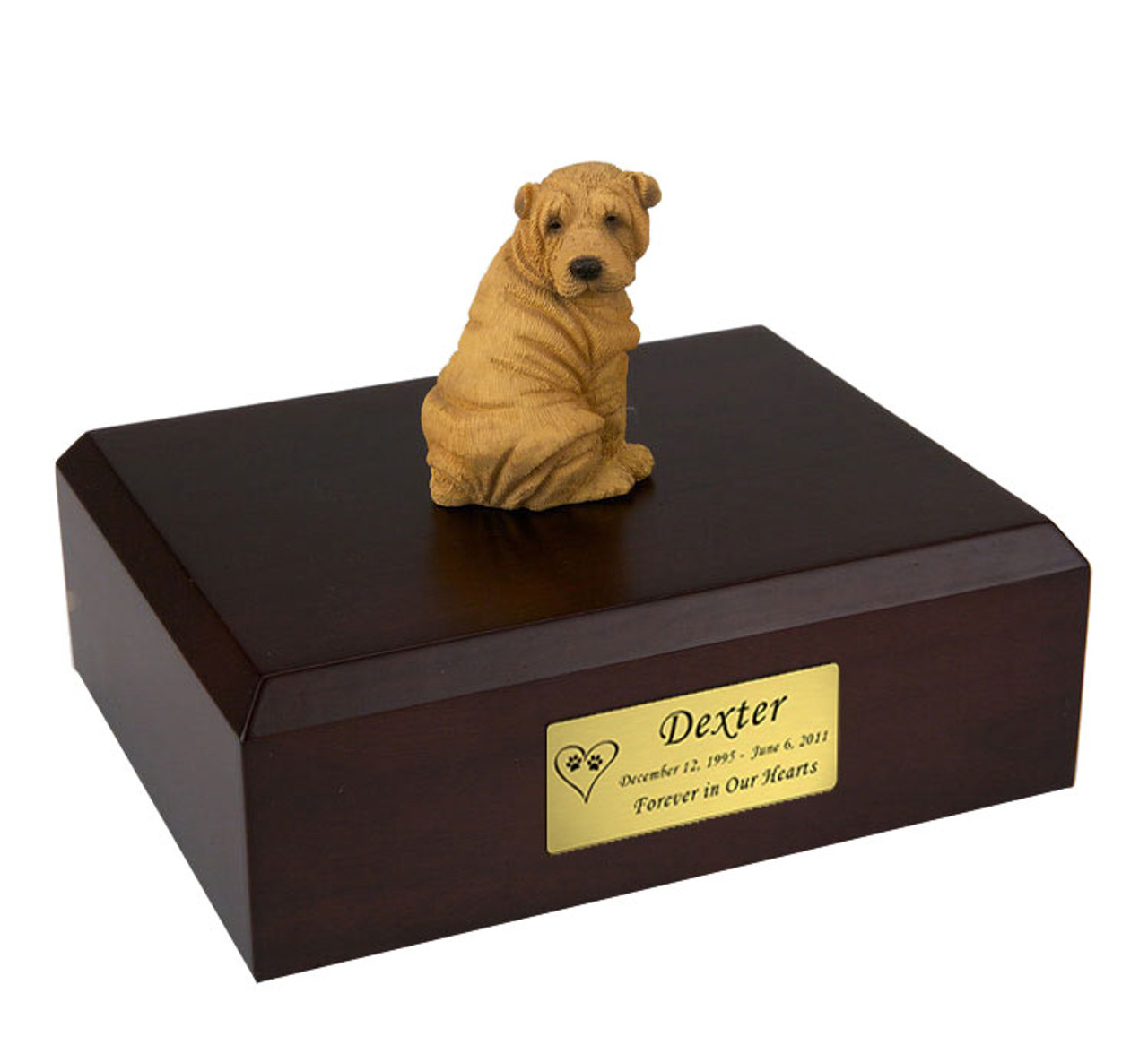 1915　Tan　Cremation　Dog　Pei　Shar　Urn　Figurine　Pet