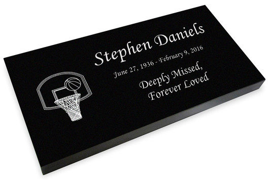 Basketball Grave Marker Black Granite Laser-Engraved Memorial Headstone