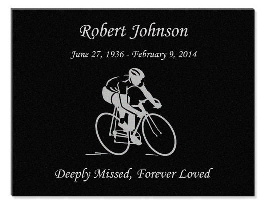 Biker Laser-Engraved Plaque Black Granite Memorial