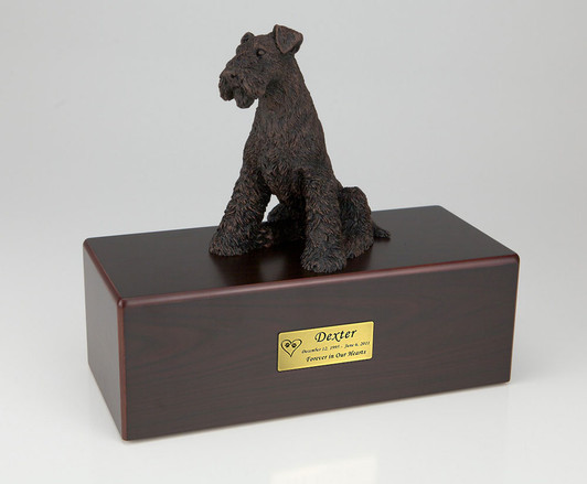 Bronze Airedale Dog Urn - Simply Walnut - 405