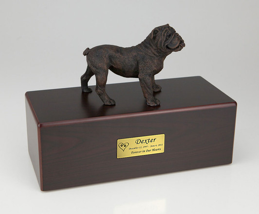 Bronze Bulldog Dog Urn - Simply Walnut - 418