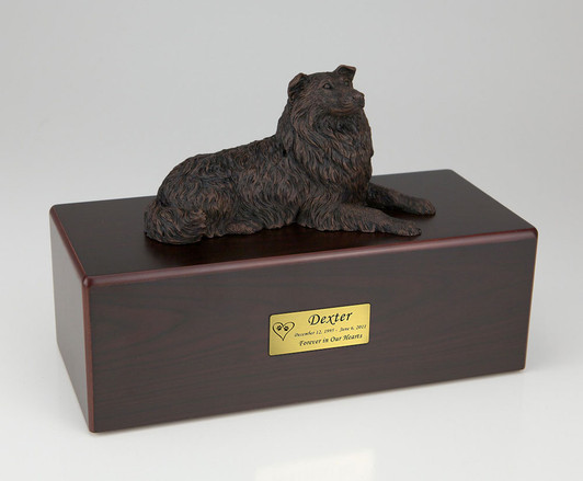 Bronze Collie Dog Urn - Simply Walnut - 423