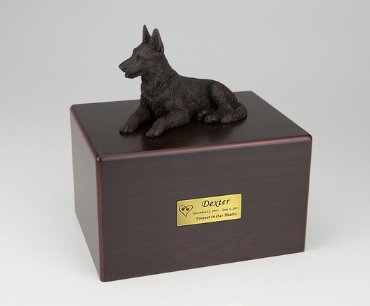 Bronze German Shepherd Dog Urn - Simply Walnut - 431