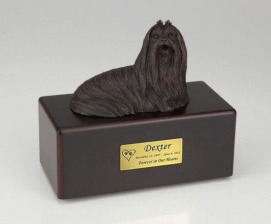 Bronze Lhasa Apso Dog Urn - Simply Walnut - 442