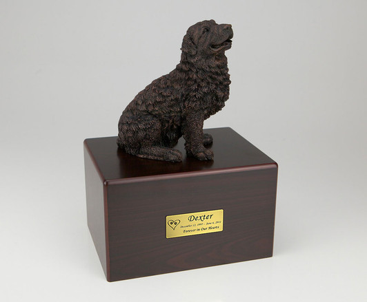 Bronze Newfoundland Dog Urn - Simply Walnut - 444