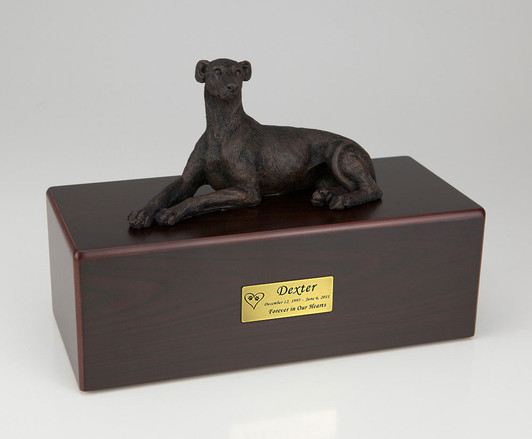 Bronze Whippet Greyhound Dog Urn - Simply Walnut - 435
