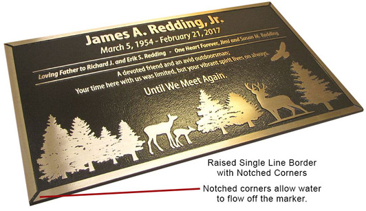 Cast Bronze Memorial Cemetery Marker With Artwork - 4 Sizes