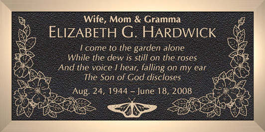 Flowers Framed3 - Cast Bronze Memorial Cemetery Marker - 4 Sizes