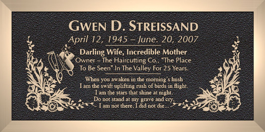 Hairdresser - Cast Bronze Memorial Cemetery Marker - 4 Sizes