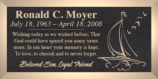 Sailboat Birds - Cast Bronze Memorial Cemetery Marker - 4 Sizes