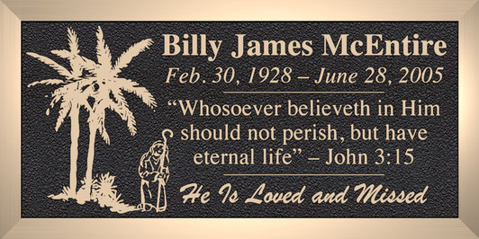 Shepard Palm - Cast Bronze Memorial Cemetery Marker - 4 Sizes