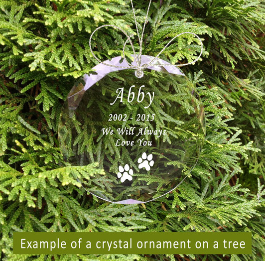 Cat Paw Prints Round Crystal Pet Memorial Ornament