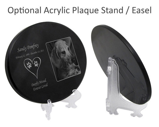 Dog Prints in Heart Laser-Engraved Pet Black Granite Memorial Oval Plaque