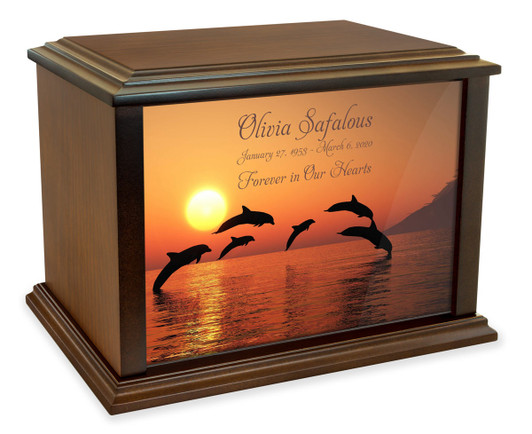 Dolphins Eternal Reflections Wood Cremation Urn