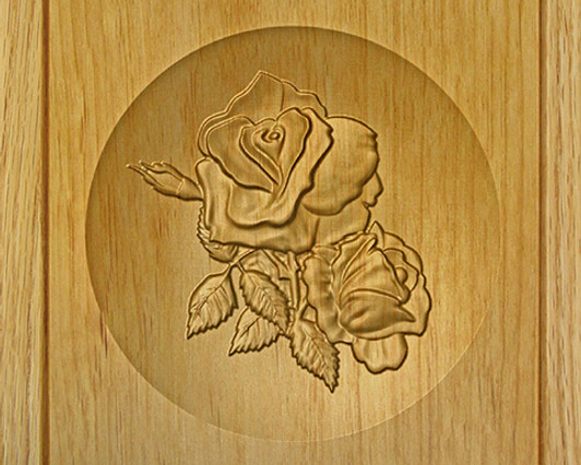 Double Rose Relief Carved Engraved Wood Cremation Urn