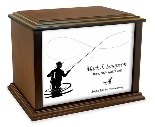 Fly Fishing Silhouette Eternal Reflections Wood Cremation Urn