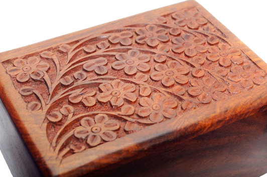 Hand-Carved Tree Of Life Rosewood Wood Cremation Urn - 3 sizes