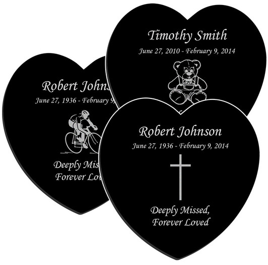 Design Your Own Laser-Engraved Heart Plaque Black Granite Memorial