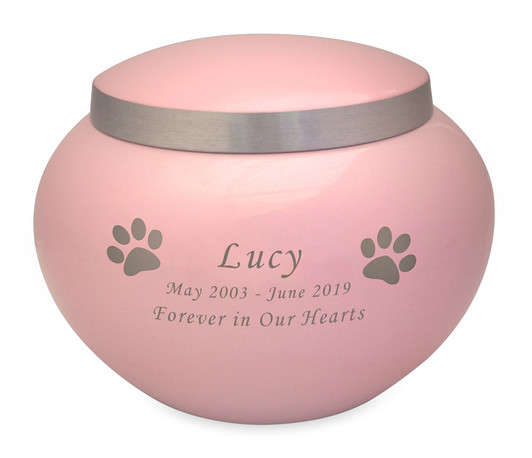 Pink Odyssey Paw Print Pink Solid Brass Pet Urn