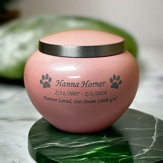 Pink Odyssey Paw Print Pink Solid Brass Pet Urn