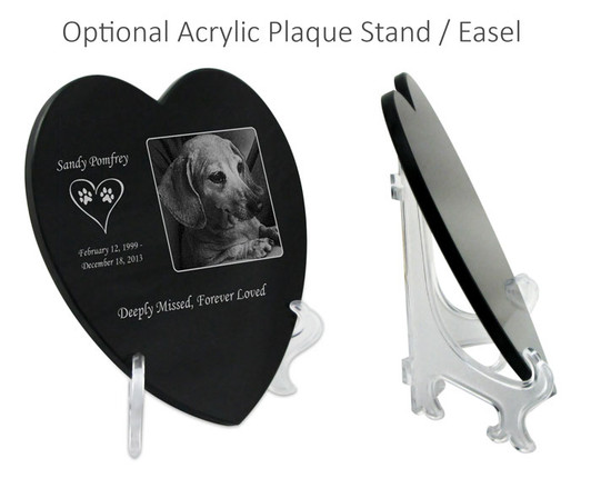 Design Your Own Pet Laser-Engraved Heart Plaque Black Granite Memorial