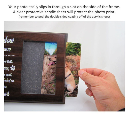 Pet Walnut Wood Picture Frame - No Longer By Our Side Heart