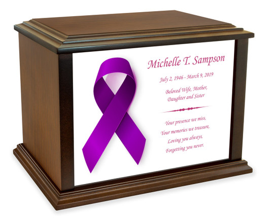 purple awareness ribbon eternal reflections wood cremation urn 4 sizes 28 72185.1701705777