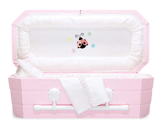 54 Inch Pink Faux Lambskin Child Casket