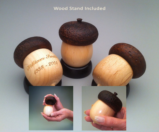 Acorn Hand-Turned Maple and Walnut Wood Keepsake Cremation Urn