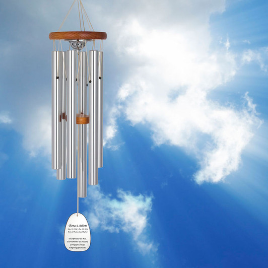 Silver Finish Memorial Wind Chime Cremation Urn with Engraving - Amazing Grace