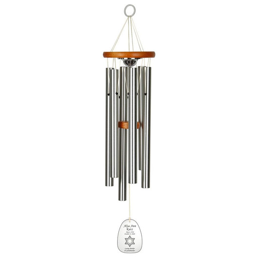 Star Of David Memorial Wind Chime Cremation Urn with Engraving - Amazing Grace