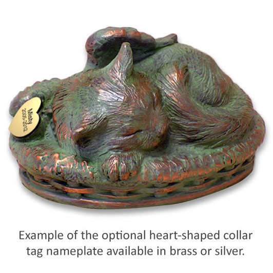 Angel Cat Verdigris Pet Cremation Urn