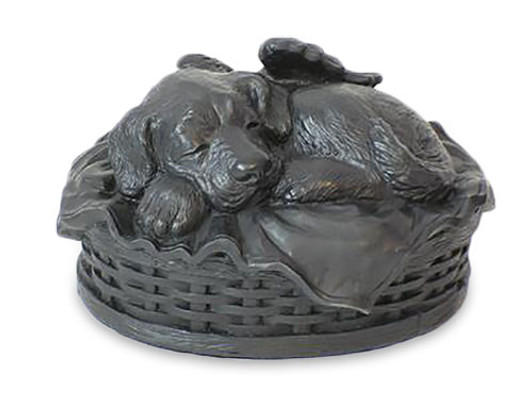 Large Angel Dog Black Pet Cremation Urn