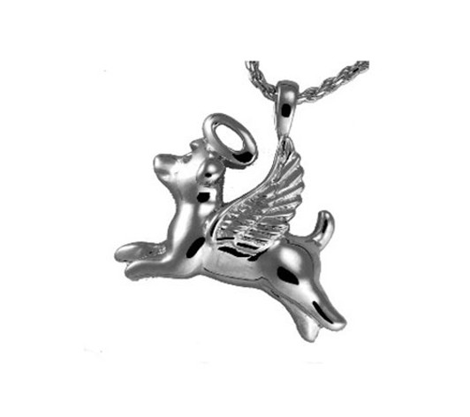 Angel Dog Cremation Jewelry in Sterling Silver