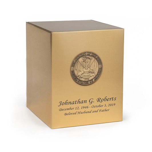 Army Medallion Bronze Snap Top Cremation Urn