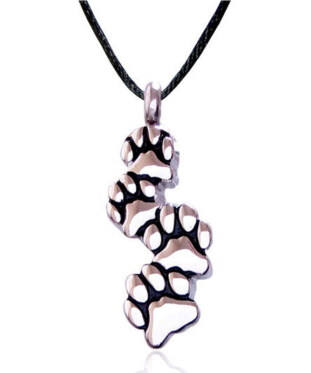 Ascending Paw Print Stainless Steel Cremation Jewelry Pendant Necklace