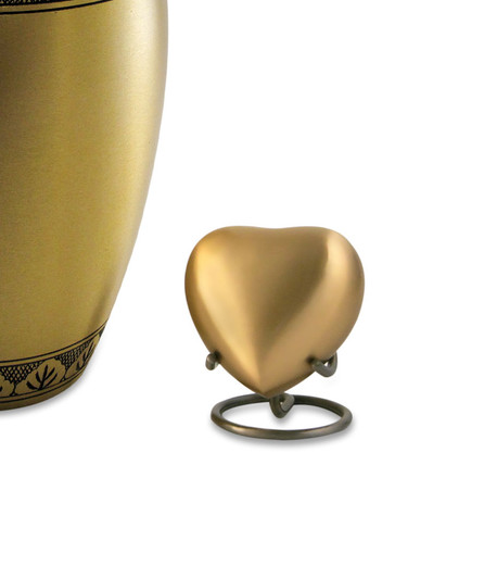 Athena Bronze Heart Brass Keepsake Cremation Urn - Engravable