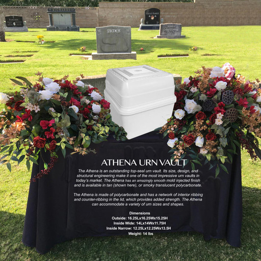 Athena White Urn Burial Vault