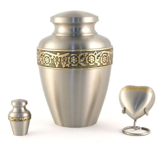 Avalon Pewter Brass Keepsake Cremation Urn - Engravable