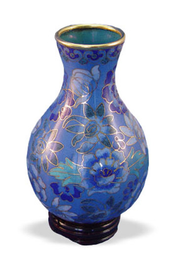 Azure Blue Cloisonne Bud Vase