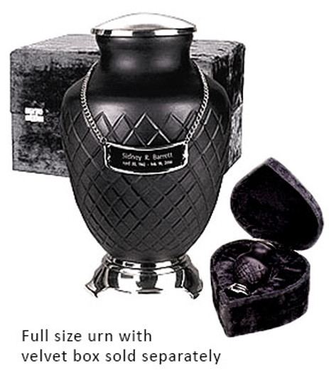 Black Baroque Hand Cut Art Glass Keepsake Cremation Urn