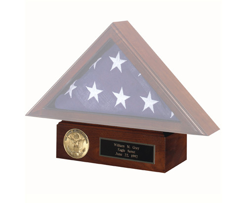 Basic Pedestal for a Flag Display Case in Vintage Oak or Dark Cherry Finish