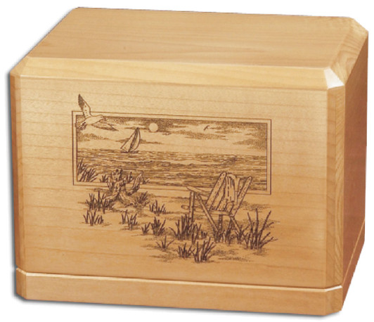 Beach Scene Classic Maple Wood Cremation Urn