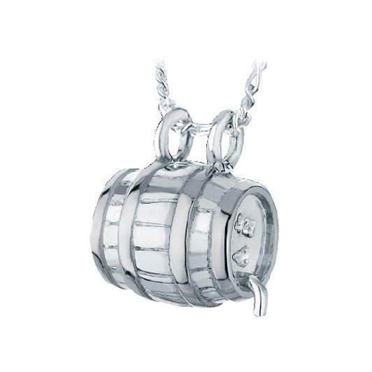 Beer Barrel Sterling Silver Cremation Jewelry Pendant Necklace