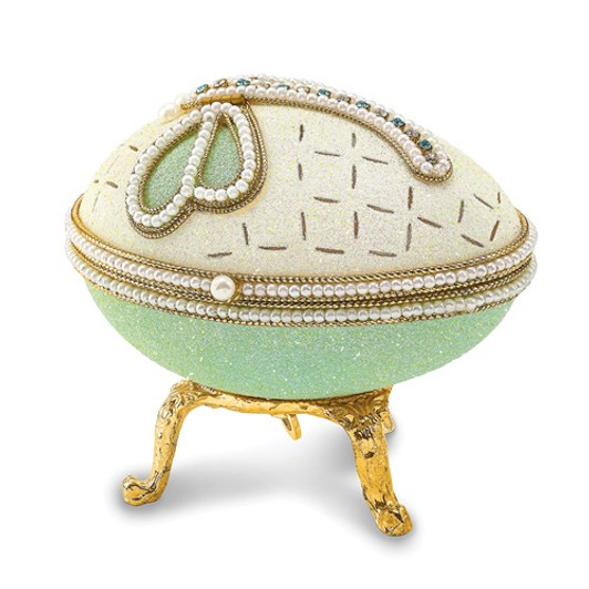 Bejeweled Authentic Goose Egg Crystal Dragonfly Music Keepsake Box